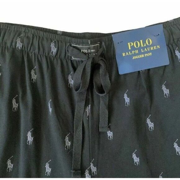 Polo Ralph Lauren PK08RL Men's Sz Medium Black/Gray Pony Print Lounge Pants - Picture 4 of 4